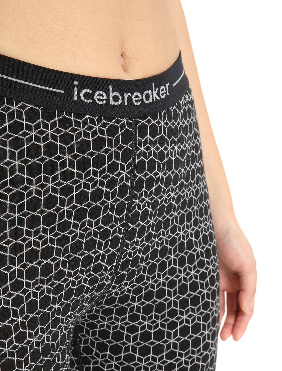 Icebreaker Merino 250 Vertex Leggings Alpine Geo Női Base Layers Fekete Fehér | HU 1846VRWD